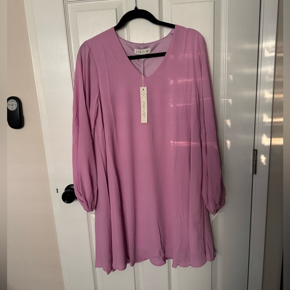 She + Sky Lavender V-Neck Dress (small)
